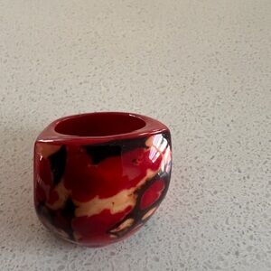 Hand Made Vibrant Red and Black Molded Ring